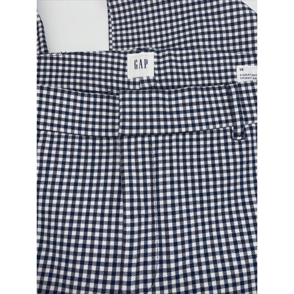 NWT GAP Womens Size 16 Blue/White Gingham Signature Skinny Ankle Pants - Picture 2 of 7
